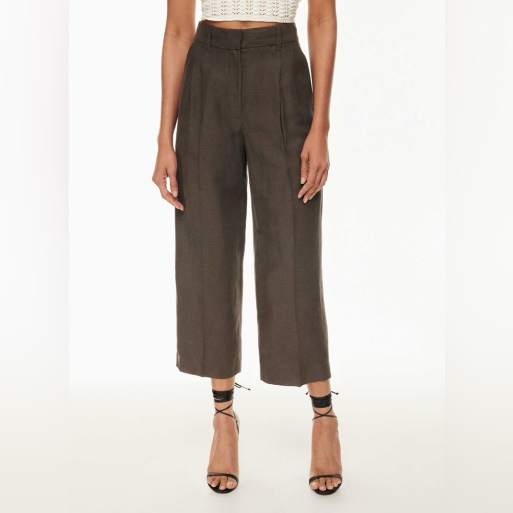 Aritzia Wide Leg Cropped Pants in Brown